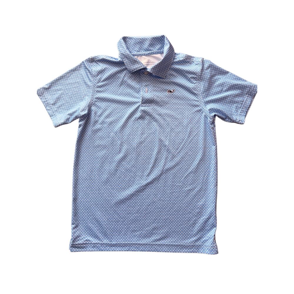 Boys Vineyard Vines performance whale print gold polo shirt size S